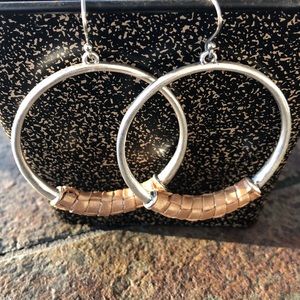 Lucky Brand leather wrapped hoops